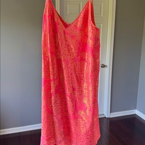 Lilly Pulitzer Pink and Gold Dress color is so vibrant it’s stunning